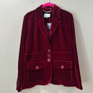 Joie Maroon Red Velvet Blazer Jacket Buttons Women’s Small NWT Holiday Xmas